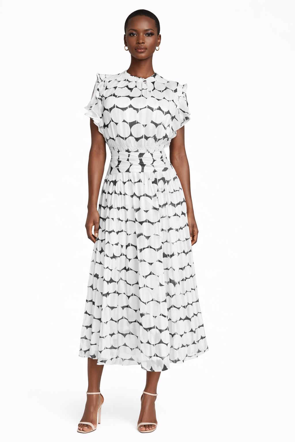 Round Chiffon Midi Dress