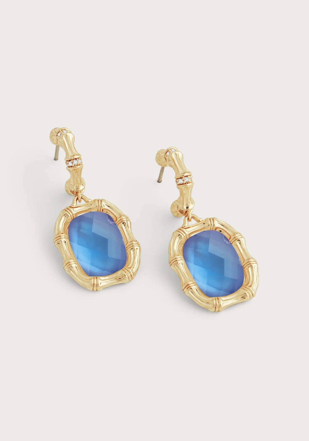 Bamboo With Stone Drop Earrings - BTK COLLECTIONS