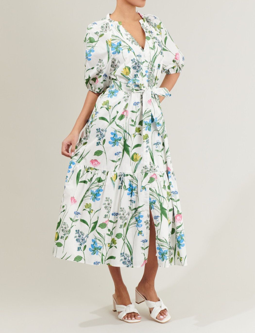 Clove Garden Floral Wynette Tiered Midi Dress - BTK COLLECTIONS