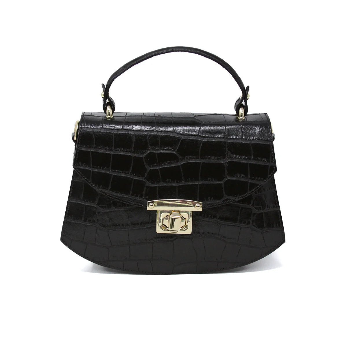 Croc-Embossed Leather Handbag - BTK COLLECTIONS