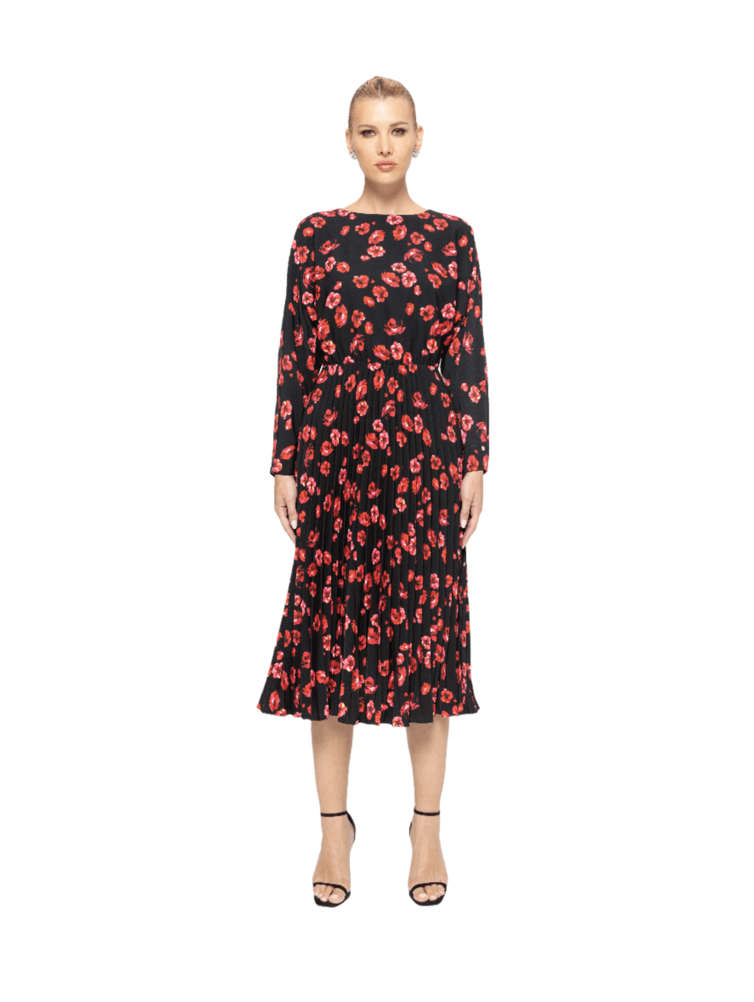 Floral Printed Pleated Midi Dress - BTK COLLECTIONS