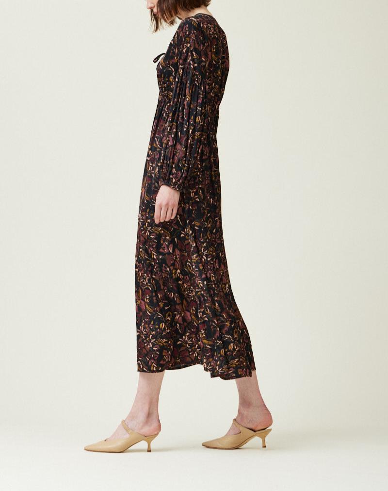 FLORAL PRINTED SATIN MIDI DRESS - BTK COLLECTIONS