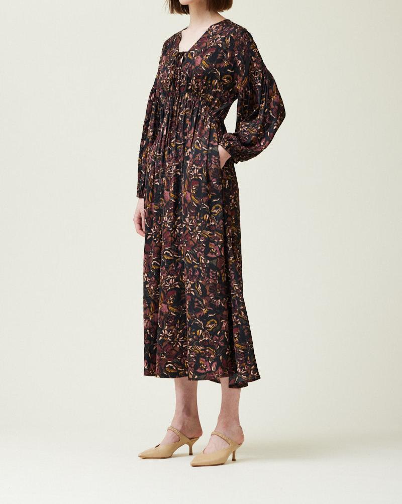 FLORAL PRINTED SATIN MIDI DRESS - BTK COLLECTIONS