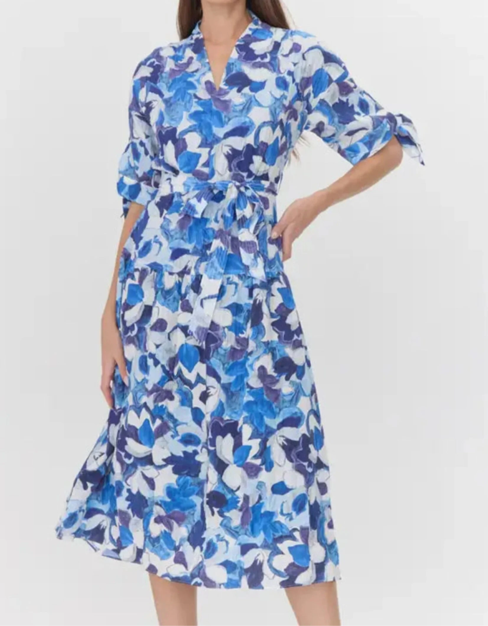 Mona Textured Drop Waist Midi Dress - BTK COLLECTIONS