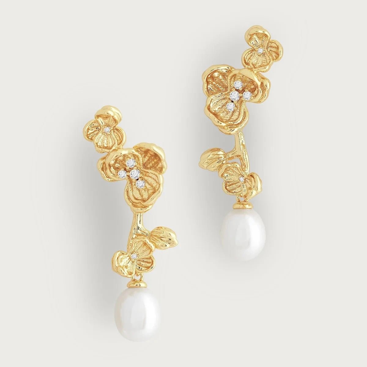 Orchid With Pearl Drop Earrings - BTK COLLECTIONS