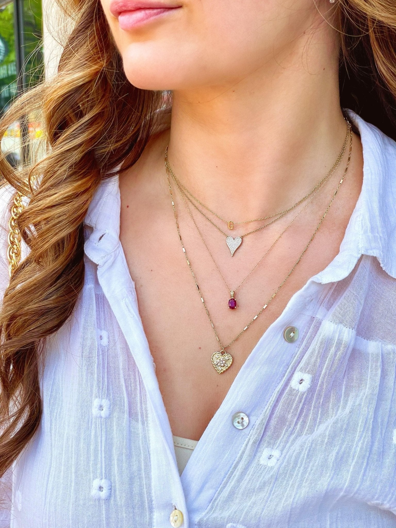 Bella Heart Pearl Necklace 16IN - BTK COLLECTIONS