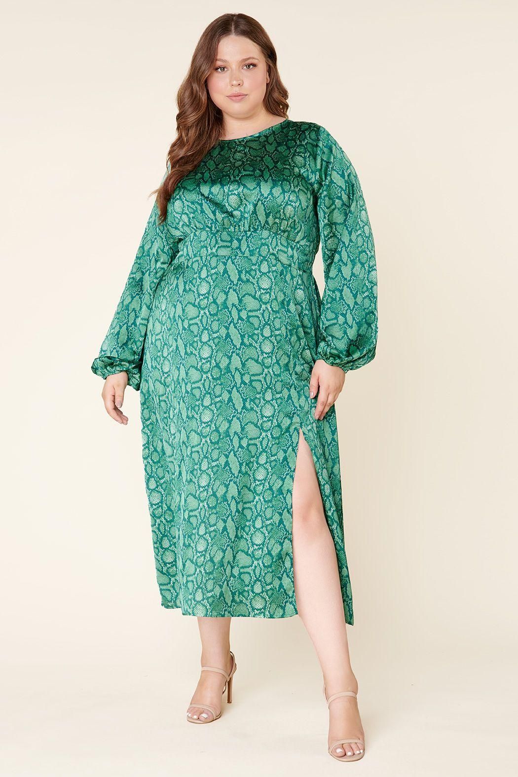 Gwendolyn Snake Print Eternal Midi Dress Curve - BTK COLLECTIONS