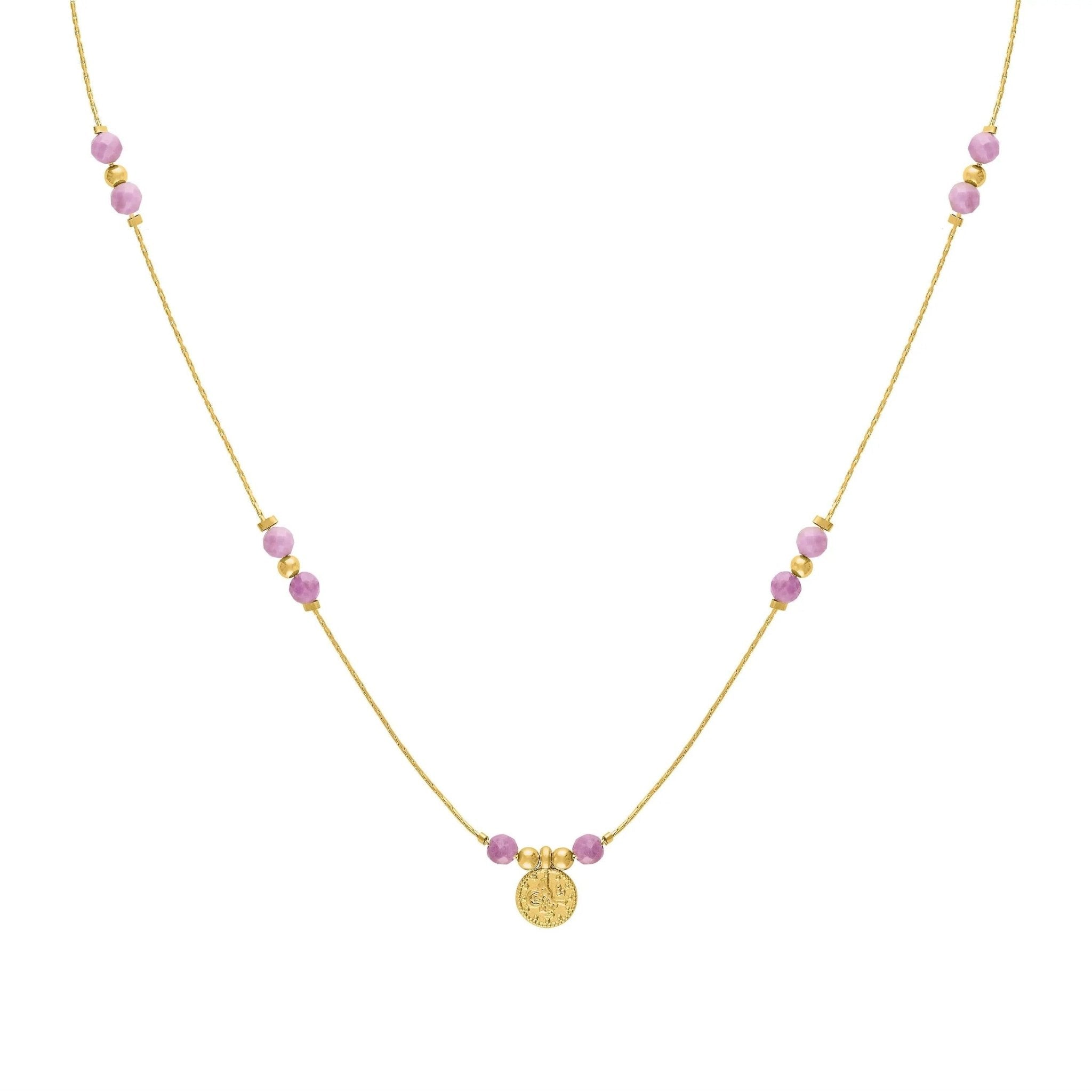 Journey Phosphosiderite Gemstone Coin Necklace - BTK COLLECTIONS