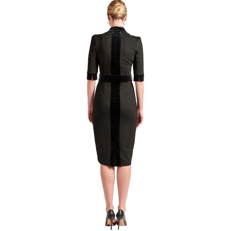 Nicola Sheath Dress - Notch neck Ponte dress with elbow sleeves - BTK COLLECTIONS