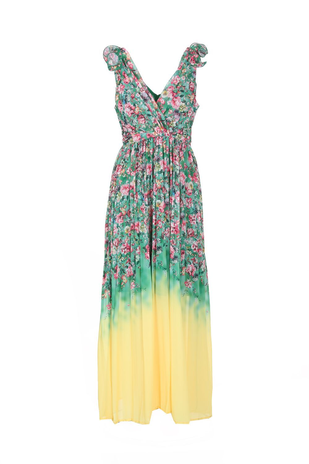 Green Floral Sleeveless Maxi Dress: Your Go-To Special Occasion Dress - BTK COLLECTIONS