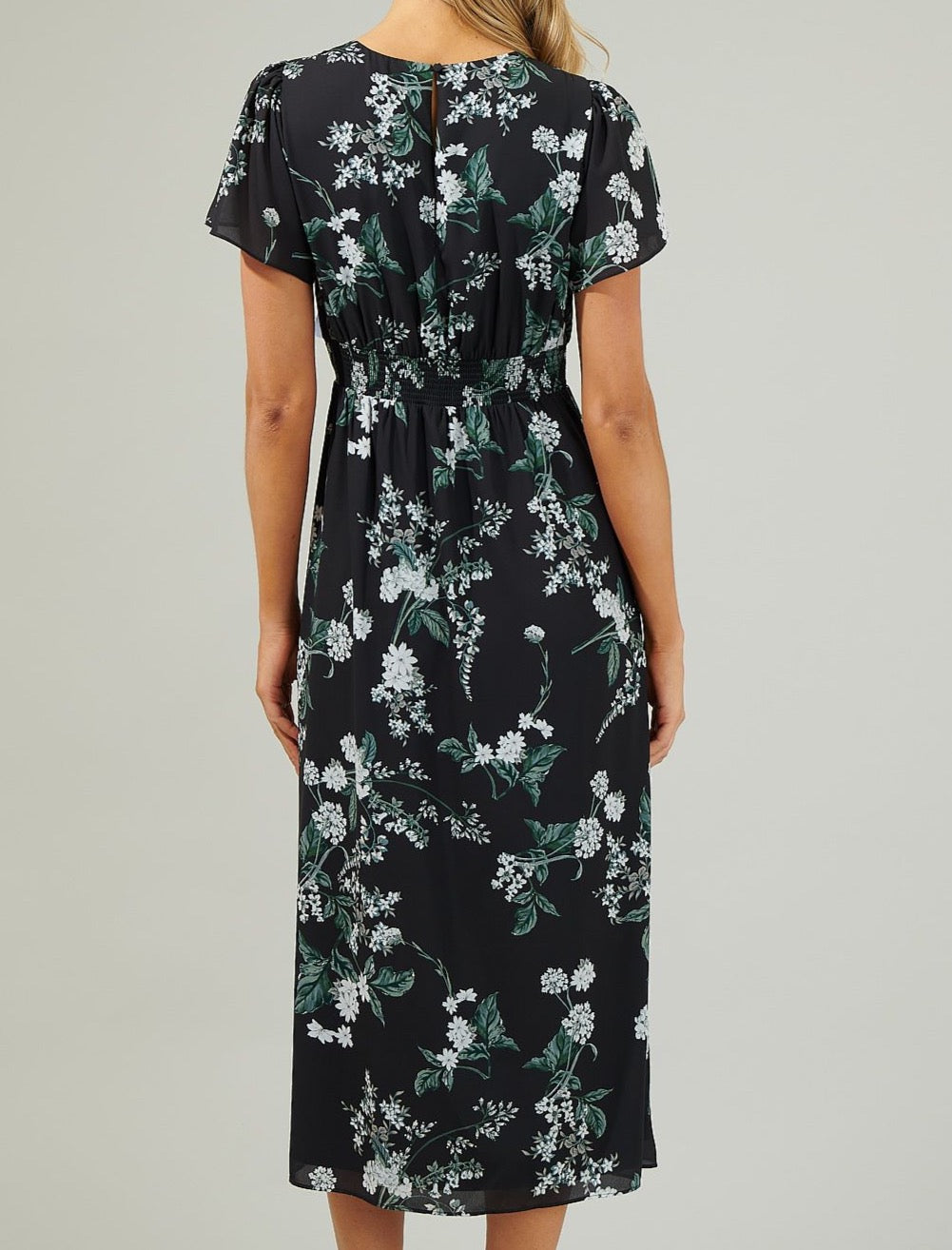 Angelonia Floral Slit Midi Dress