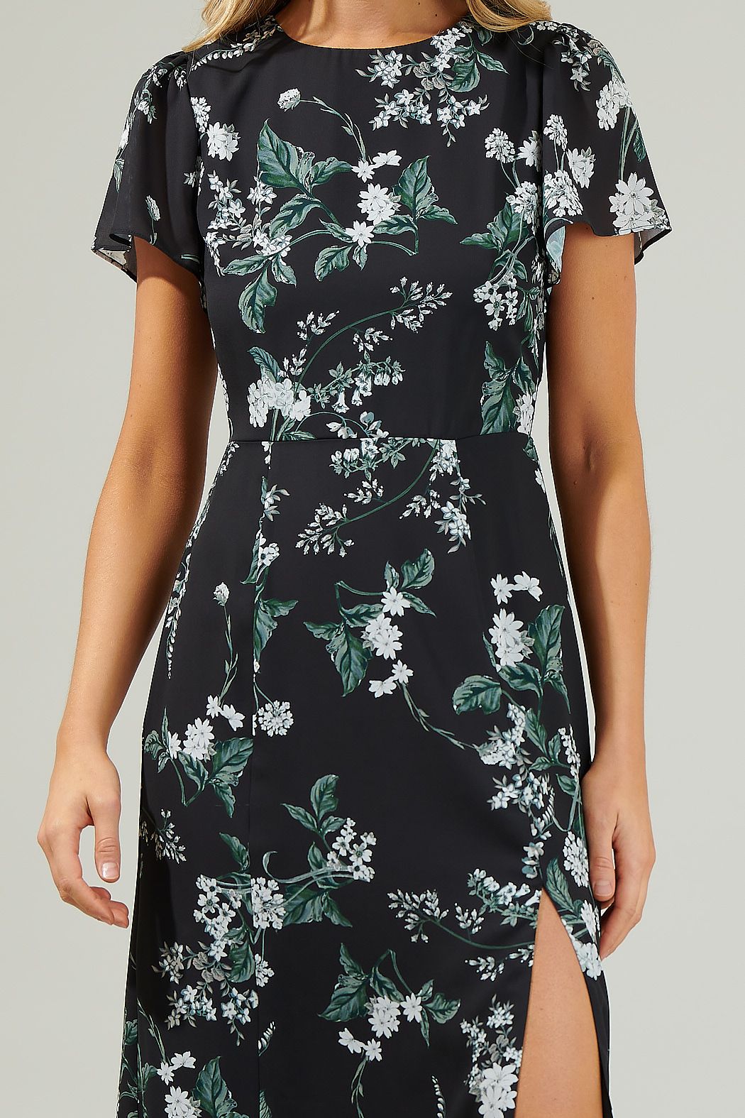 Angelonia Floral Slit Midi Dress