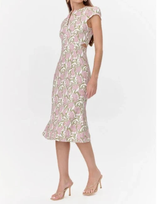 Eris Jacquard Cap Sleeve Midi Dress