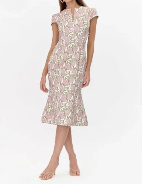 Eris Jacquard Cap Sleeve Midi Dress