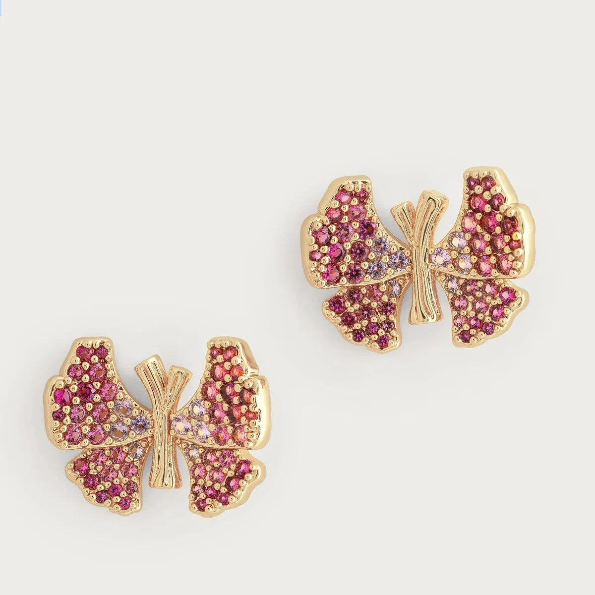 Butterfly Pink Pavé Stud Earrings