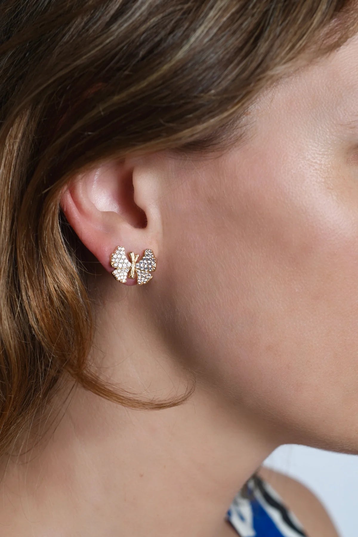 Butterfly White Pavé Stud Earrings