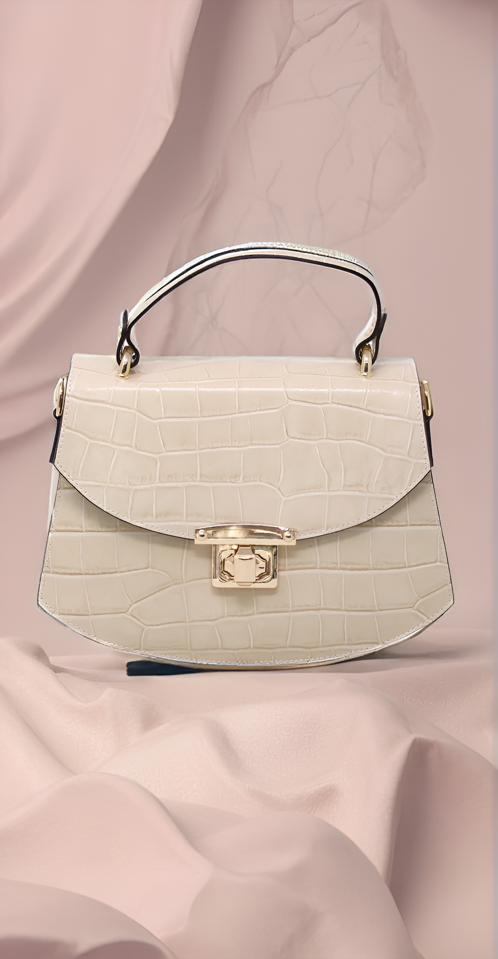 Croc-Embossed Leather Handbag - BTK COLLECTIONS