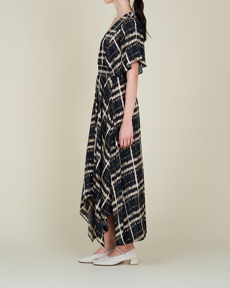 Printed Unbalanced Maxi Dress