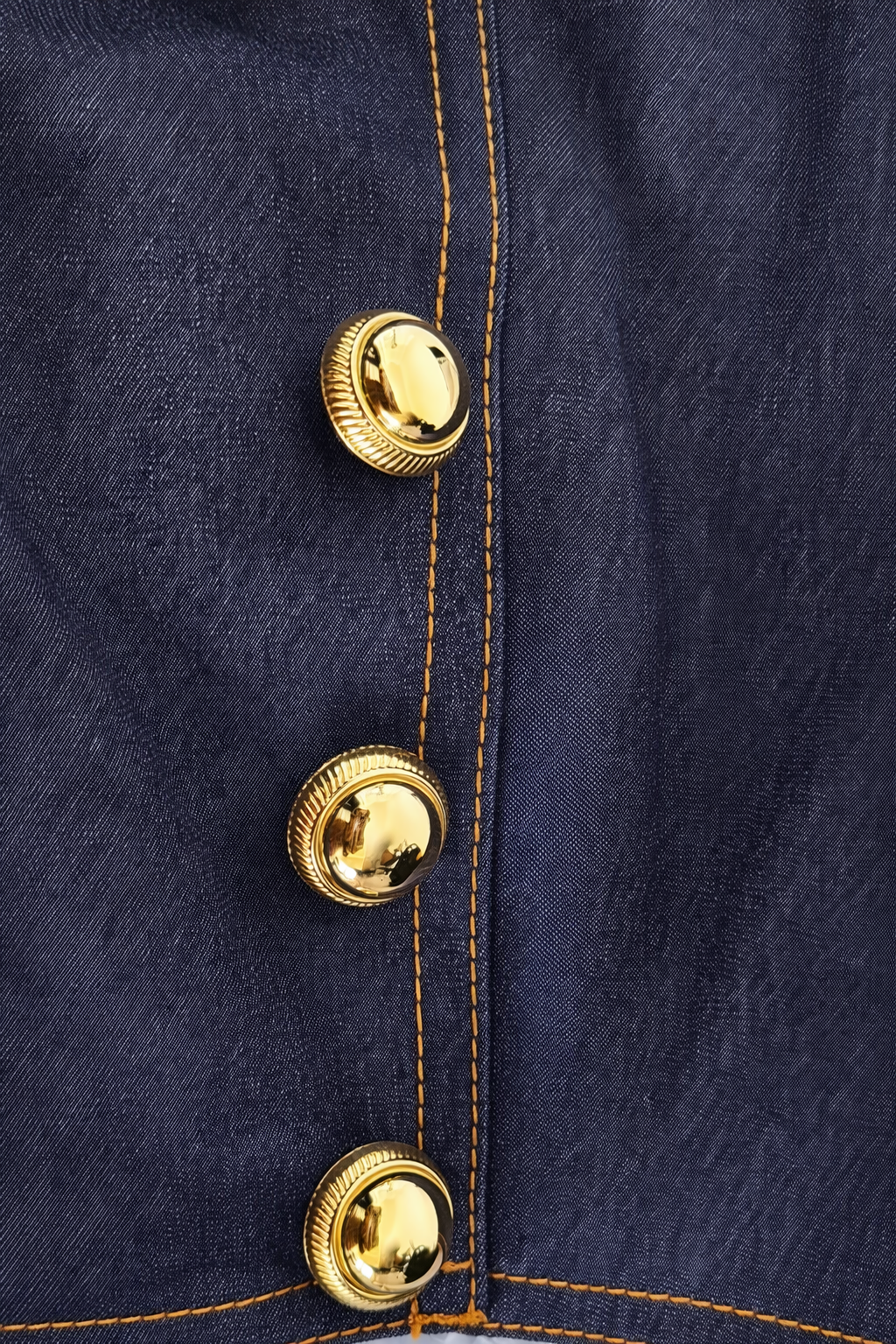 Dark Indigo Cut out Belted Blazer with 3 gold buttons on sleeve cuffs