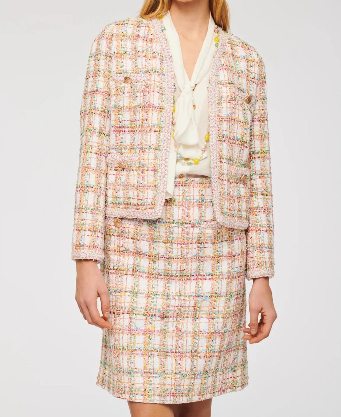 Pastel Long Sleeve Tweed Jacket