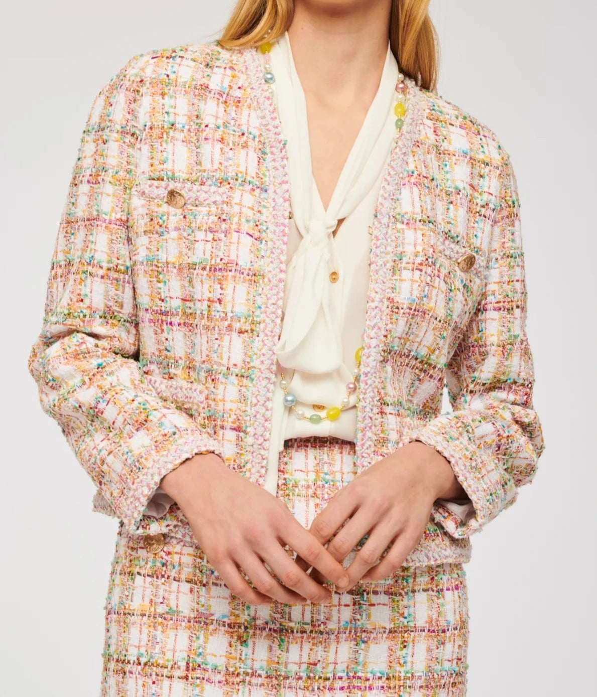 Pastel Long Sleeve Tweed Jacket