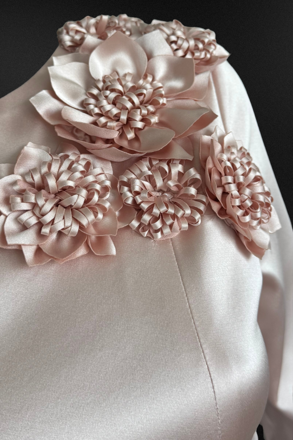 Pink Floral Appliqué Midi Dress