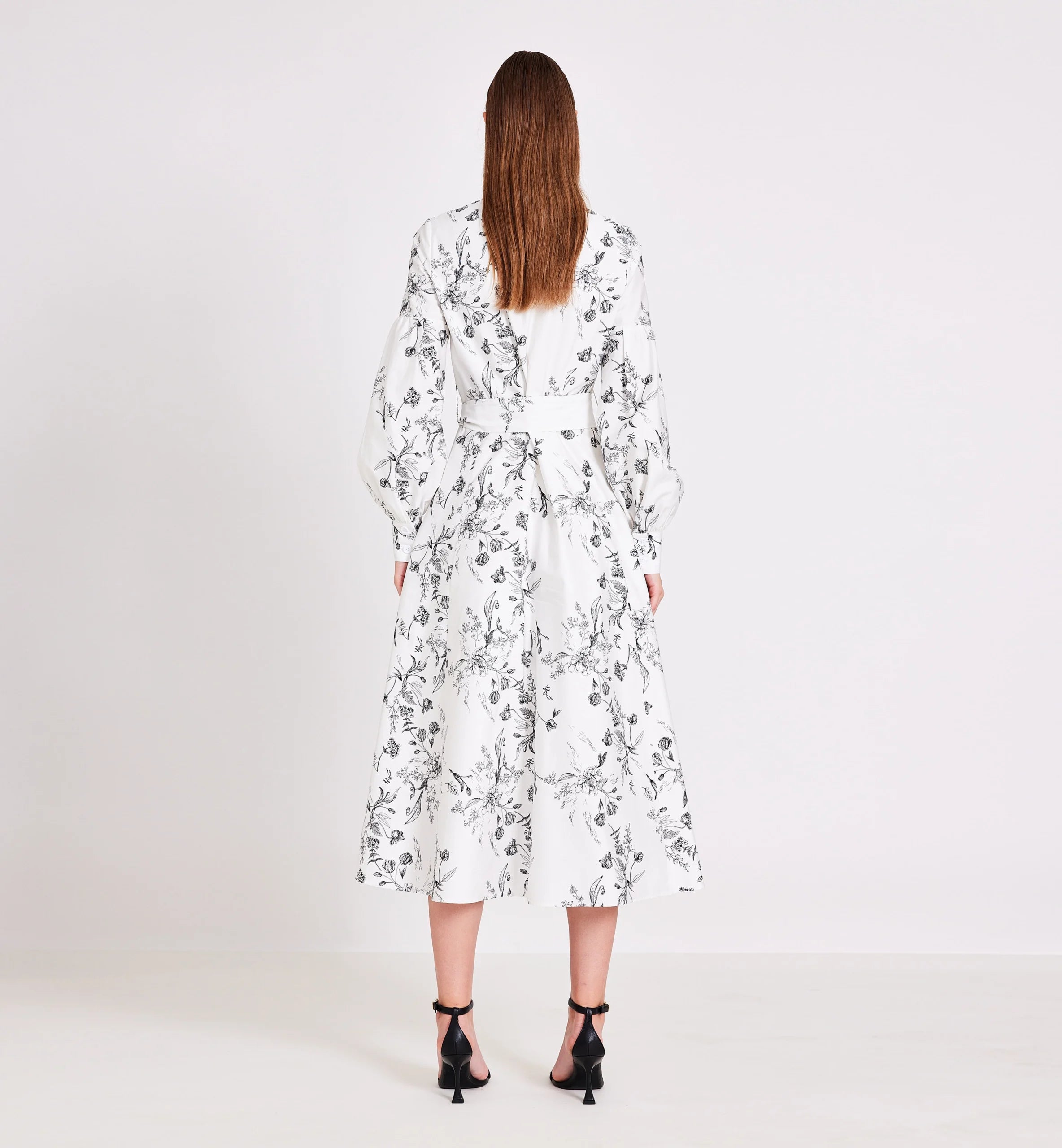 Printed Cotton Midi Dress