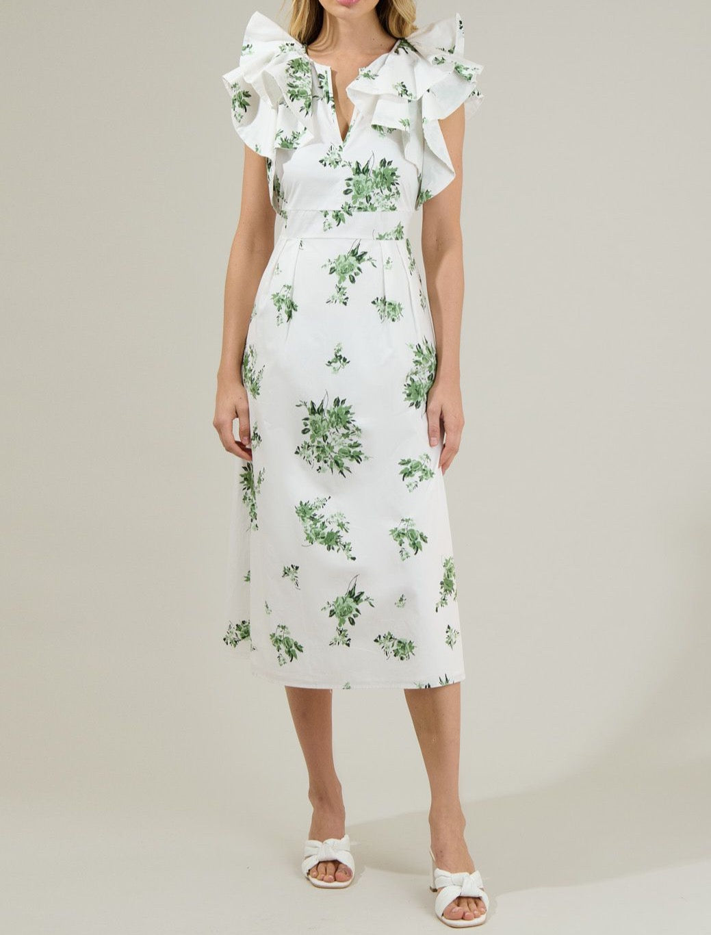 Ria Floral Santana Tie Back Midi Dress -Sugarlips -BTK COLLECTION