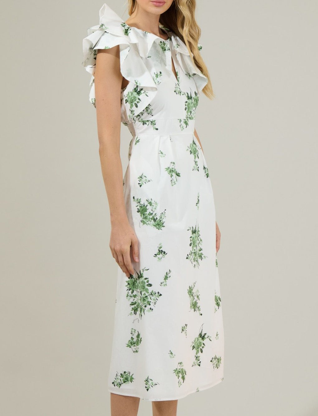 Ria Floral Santana Tie Back Midi Dress