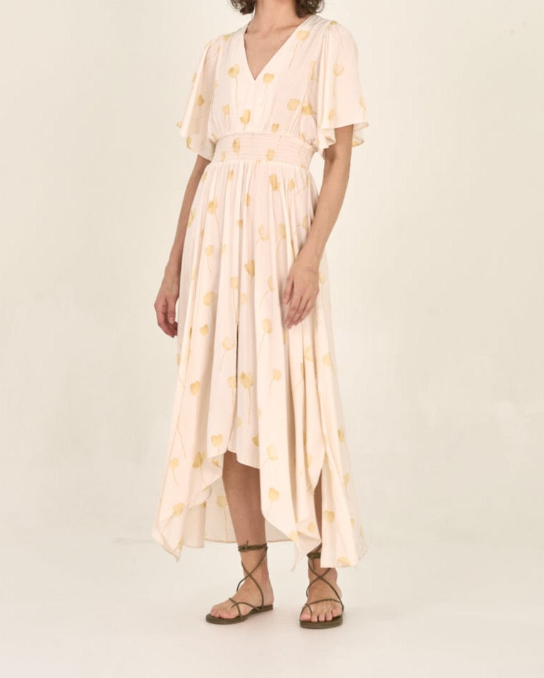 Rosewater  Watercolor Floral Print Dress-Grade & Gather_BTK COLLECTION