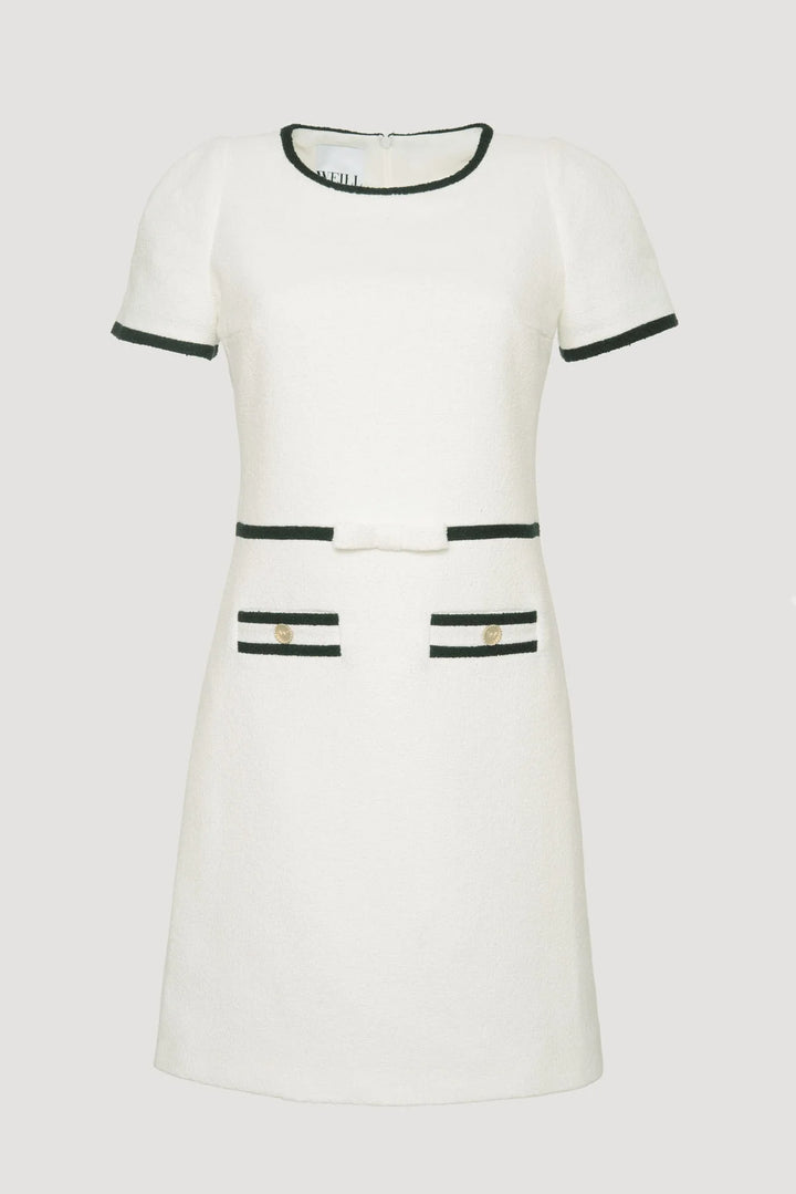 Luxury French knee-length boucle fabric dress for work
