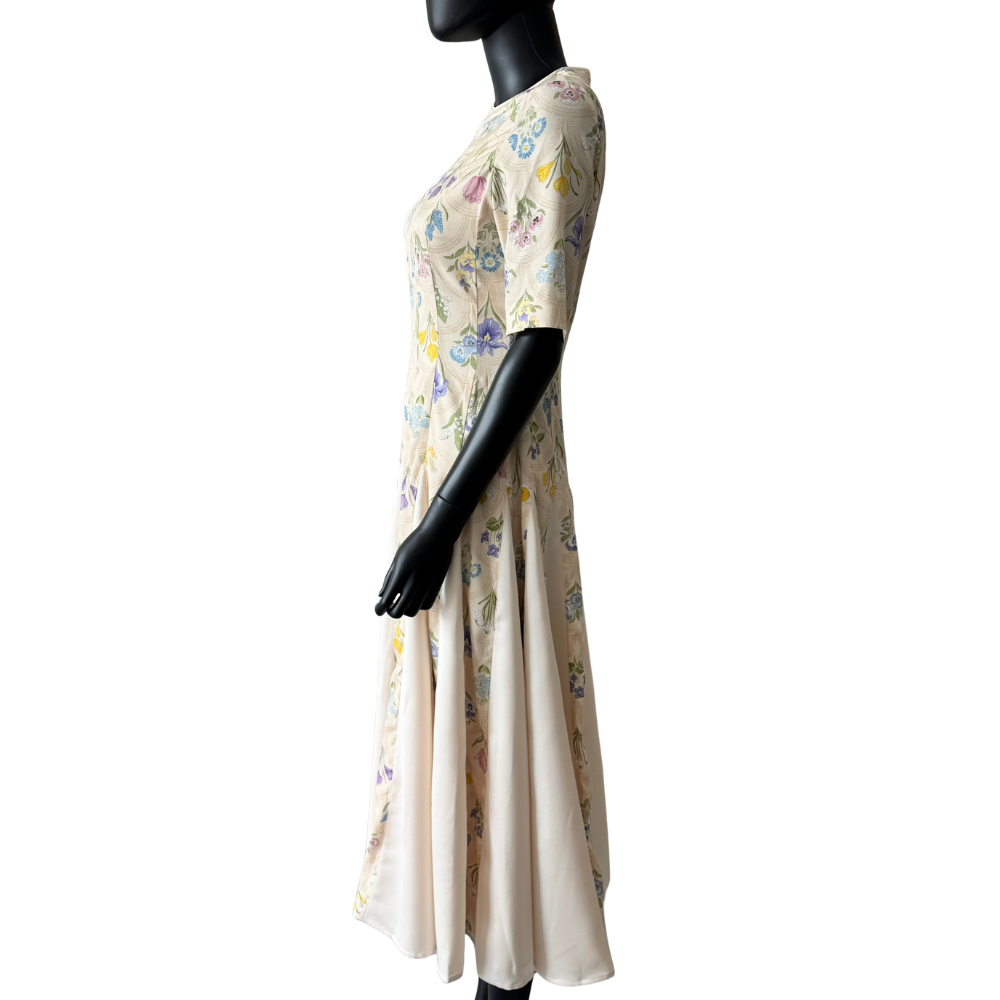 Yellow Mosaic Flower Midi Dress - BTK COLLECTIONS
