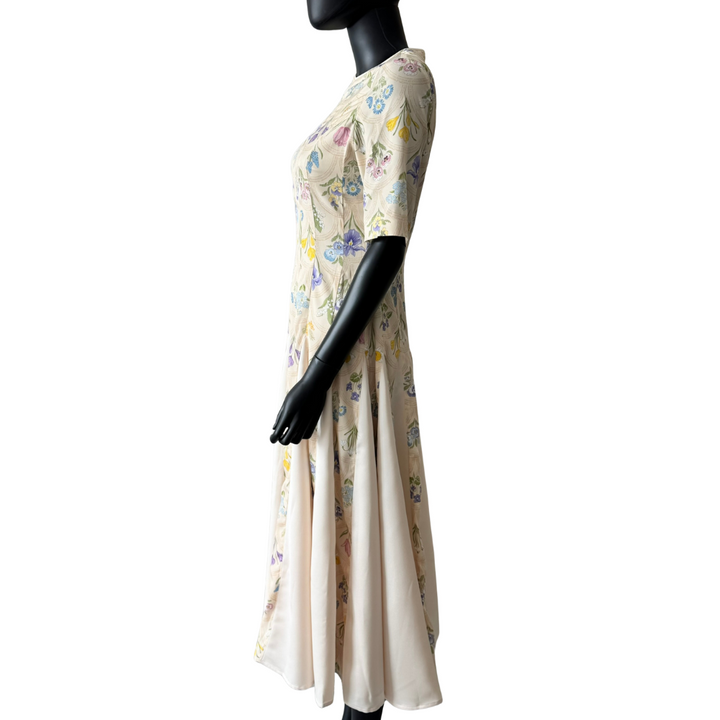 Yellow Mosaic Flower Midi Dress