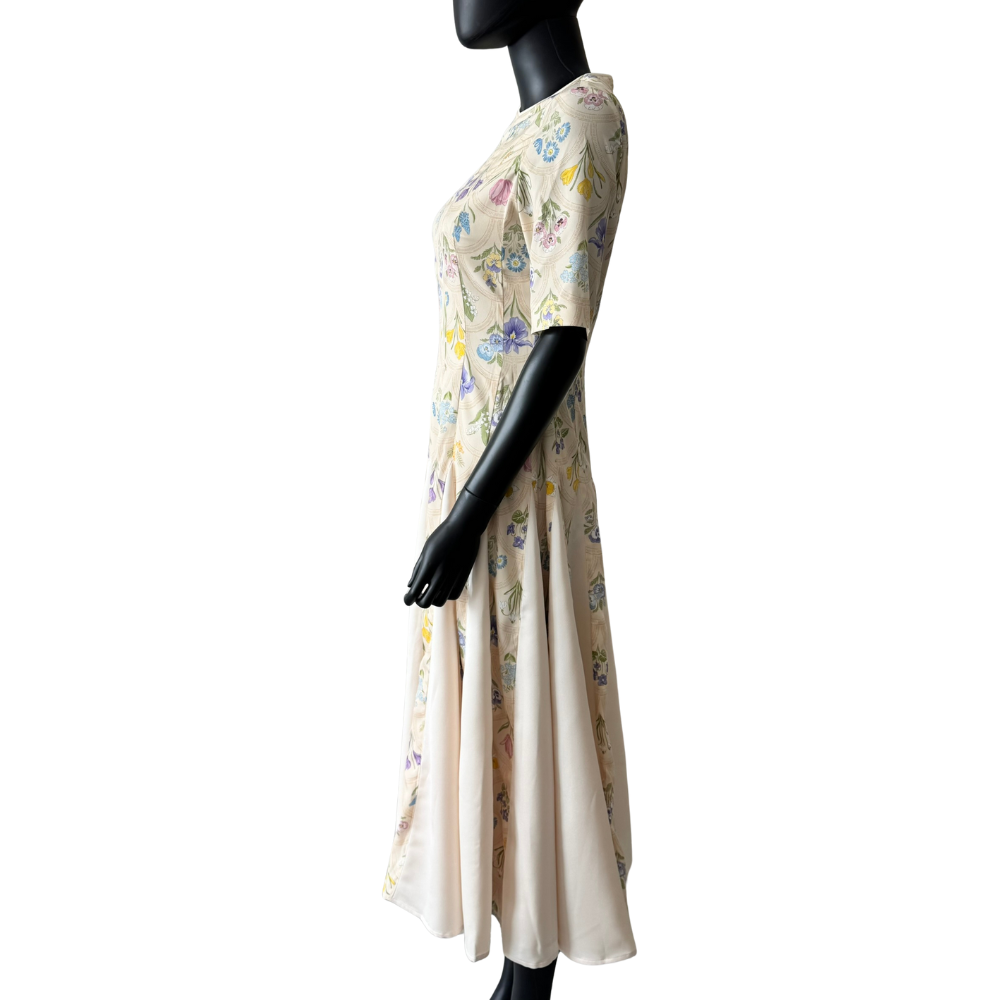 Yellow Mosaic Flower Midi Dress - BTK COLLECTIONS