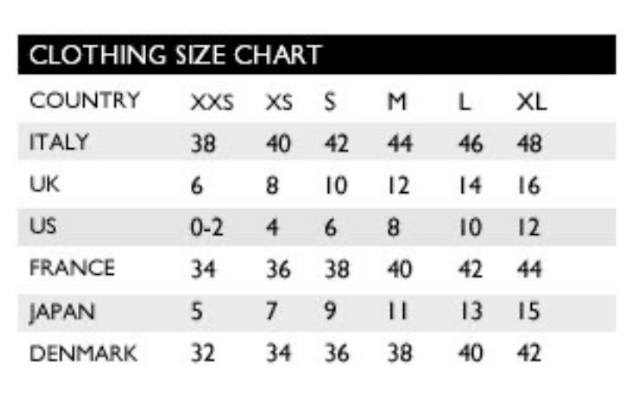 EDWARD ACHOUR Size chart