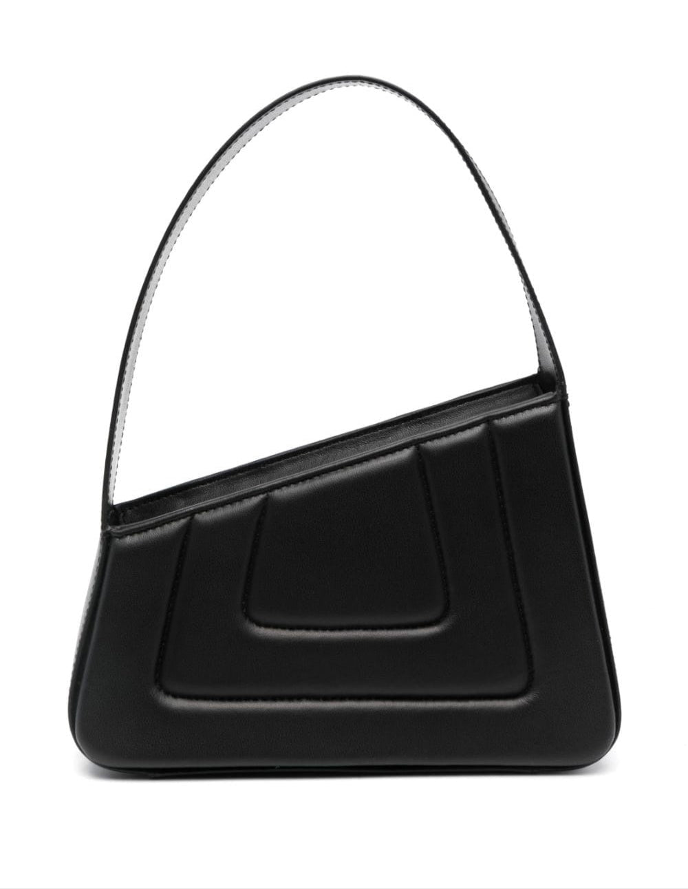 D’ESTRÉE Albert small black calfskin leather shoulder bag with quilted geometric design