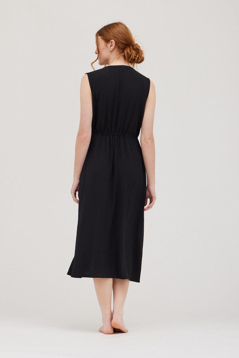 Back Elastic Tie Midi Dress - BTK COLLECTION