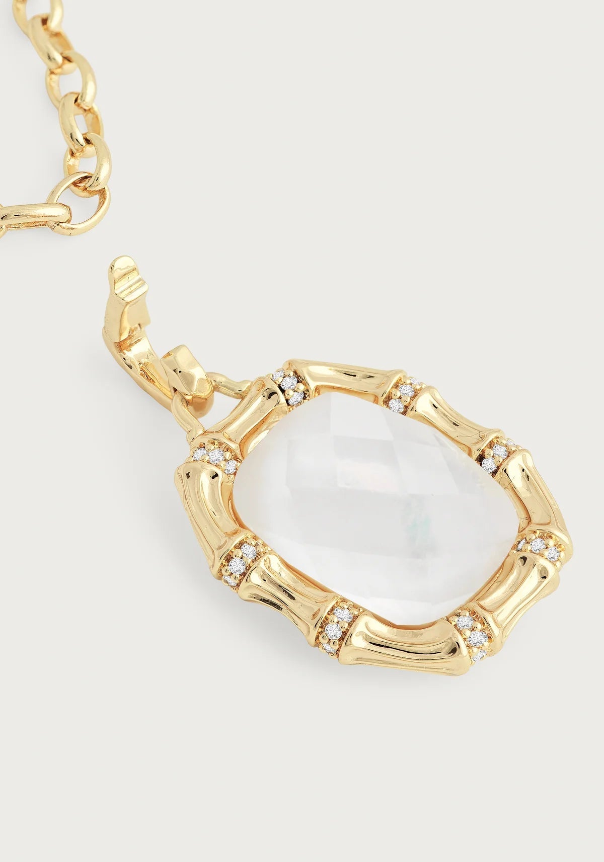 Bamboo With Stone Pendant Necklace-Mother Of Pearl - Mother Of Pearl - BTK COLLECTIONS