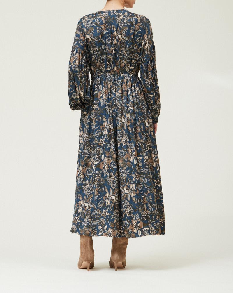 FLORAL PRINTED SATIN MIDI DRESS - BTK COLLECTIONS