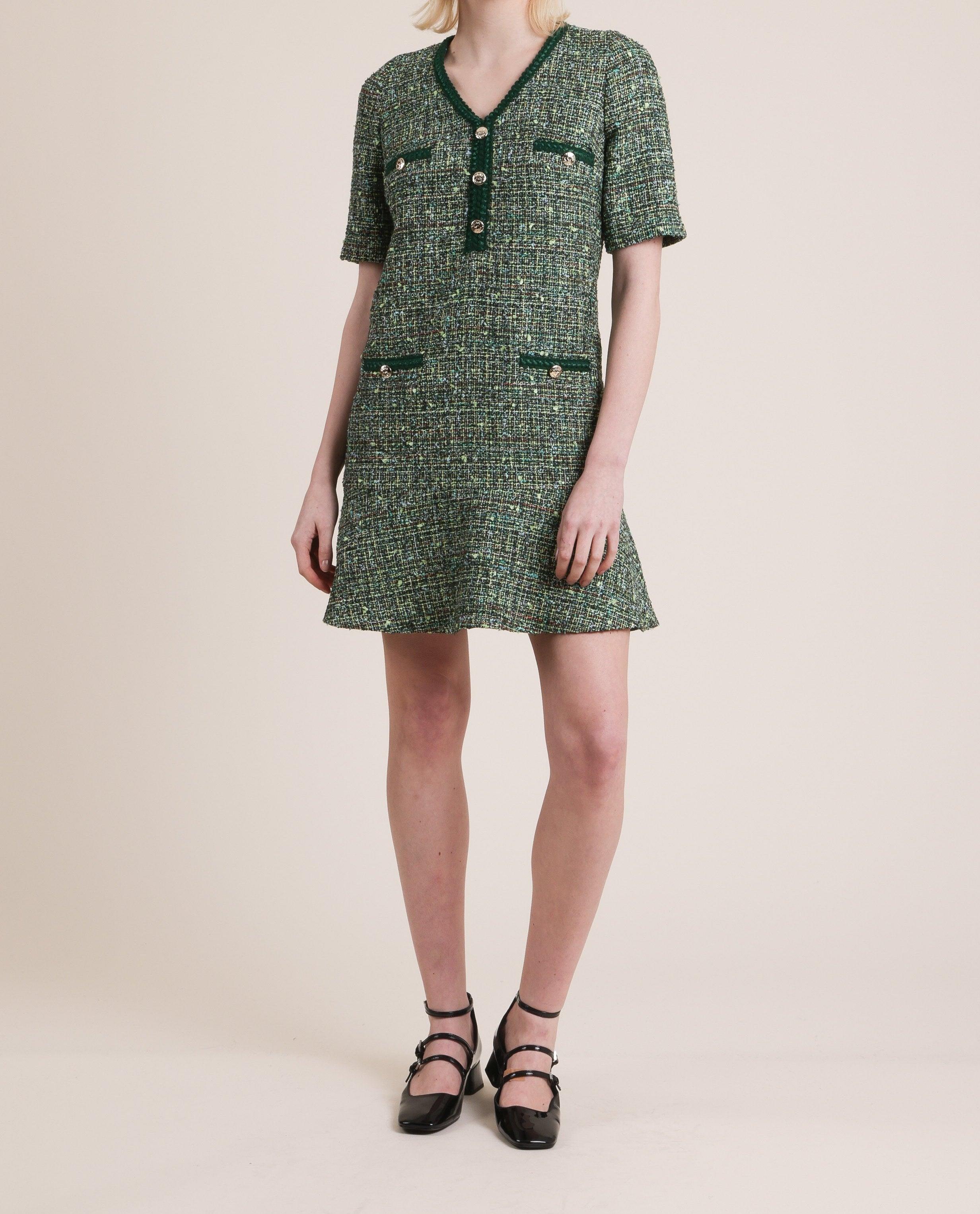 Green Short Tweed Dress - BTK COLLECTION