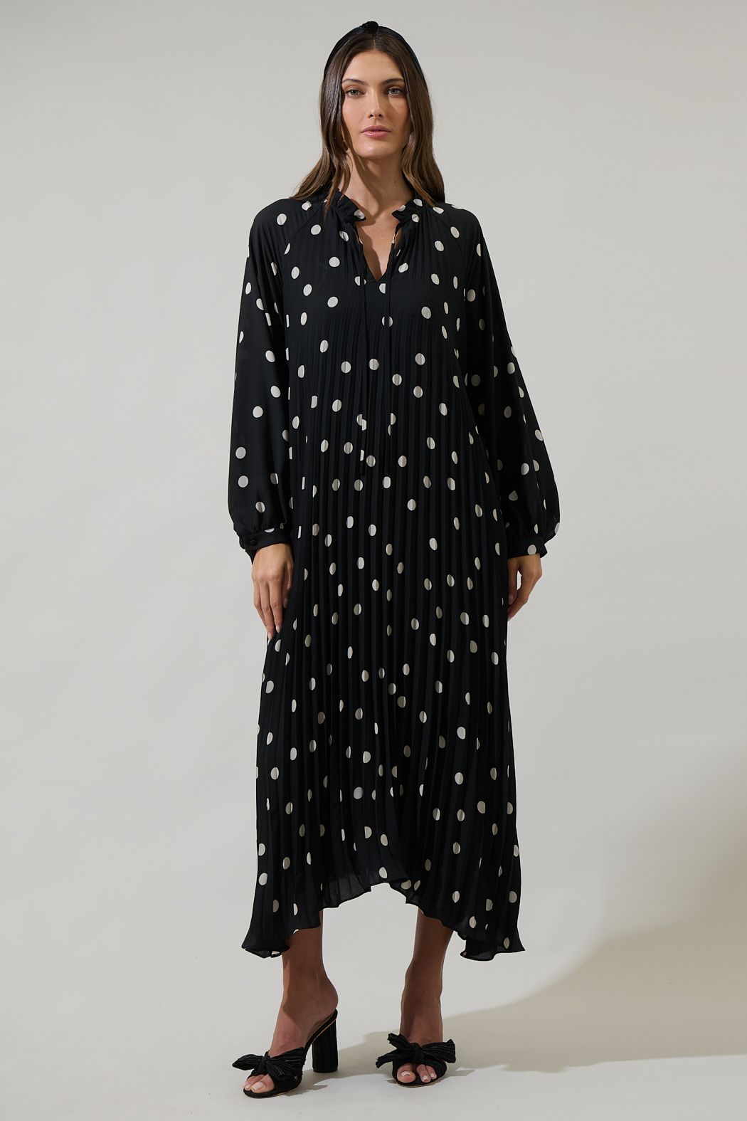 Kaline Polka Dot Marisa A-Line Midi Dress - BTK COLLECTIONS