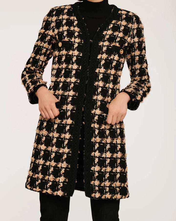 Long Tweed Check Jacket - BTK COLLECTIONS