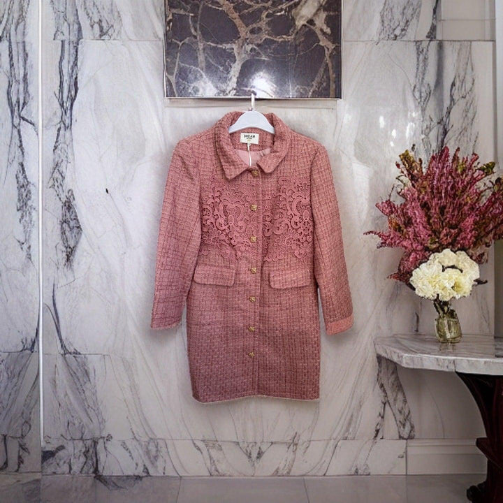 Mid Length With Embroidered Quartz Tweed Jacket - BTK COLLECTIONS