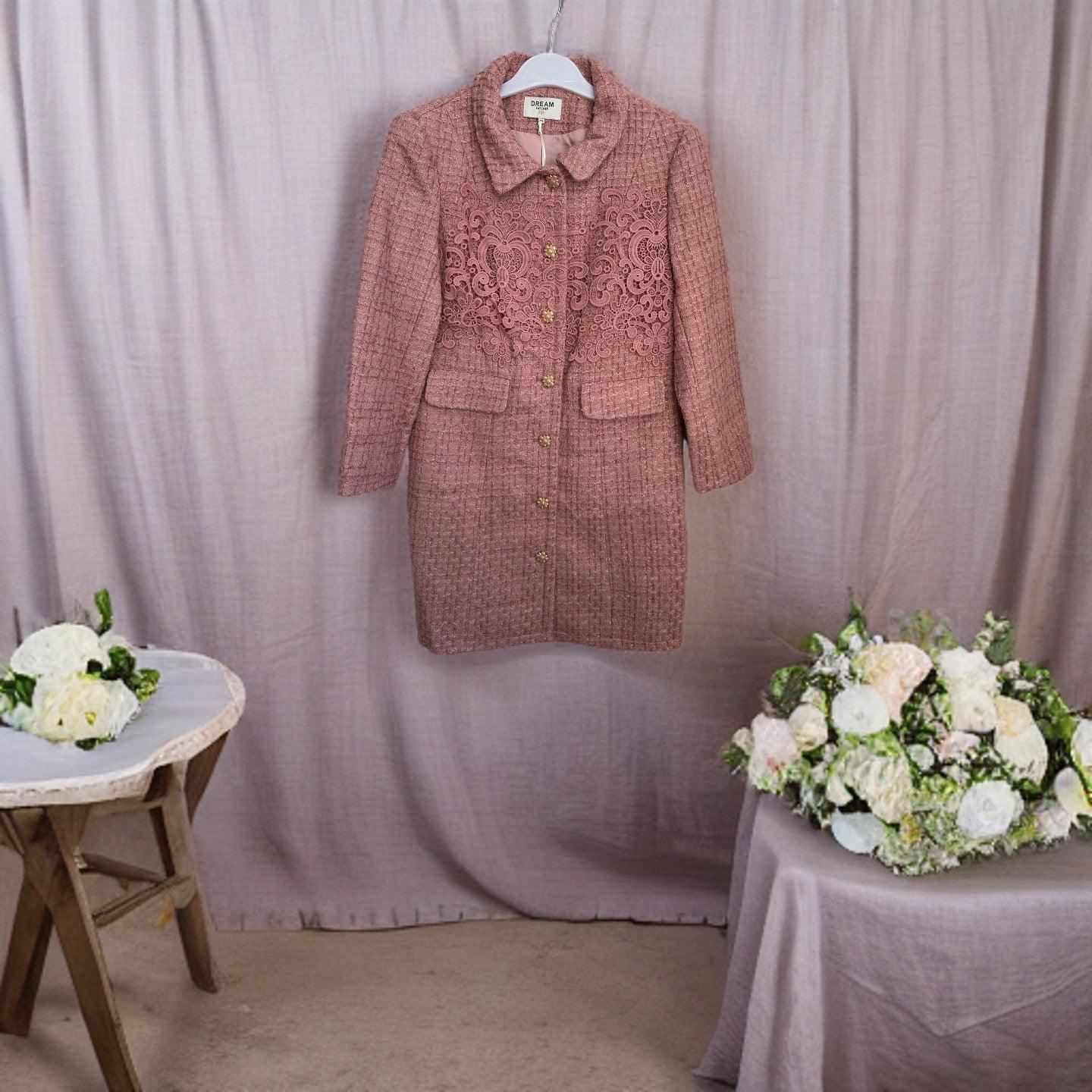 Mid Length With Embroidered Quartz Tweed Jacket - BTK COLLECTION