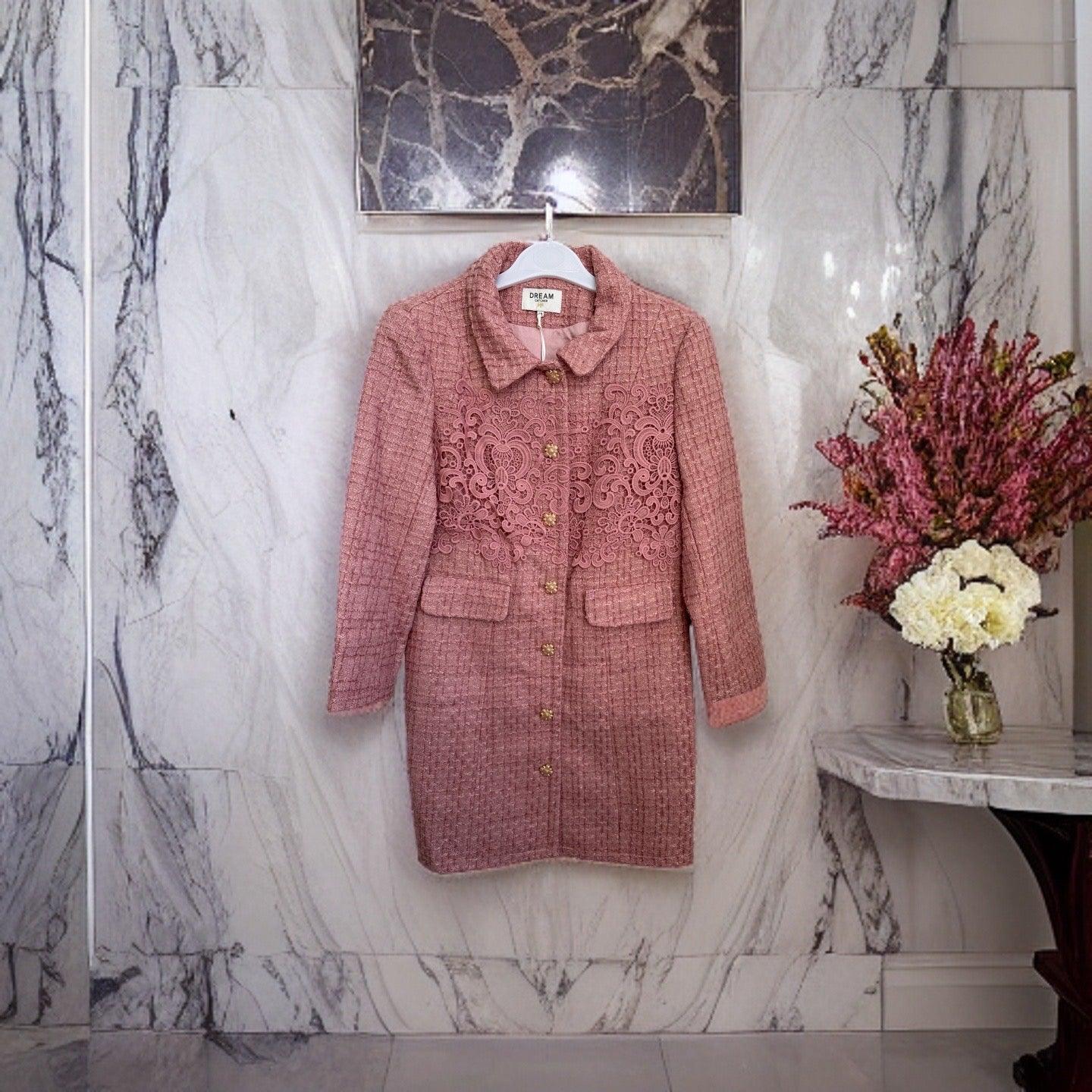 Mid Length With Embroidered Quartz Tweed Jacket - BTK COLLECTION