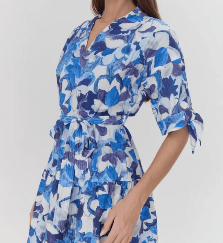 Mona Textured Drop Waist Midi Dress - BTK COLLECTIONS