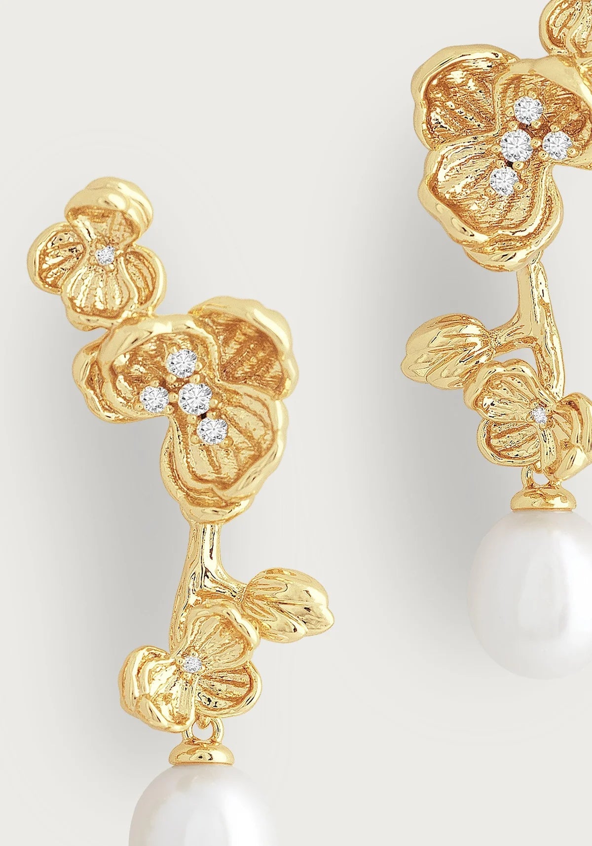 Orchid With Pearl Drop Earrings - BTK COLLECTIONS