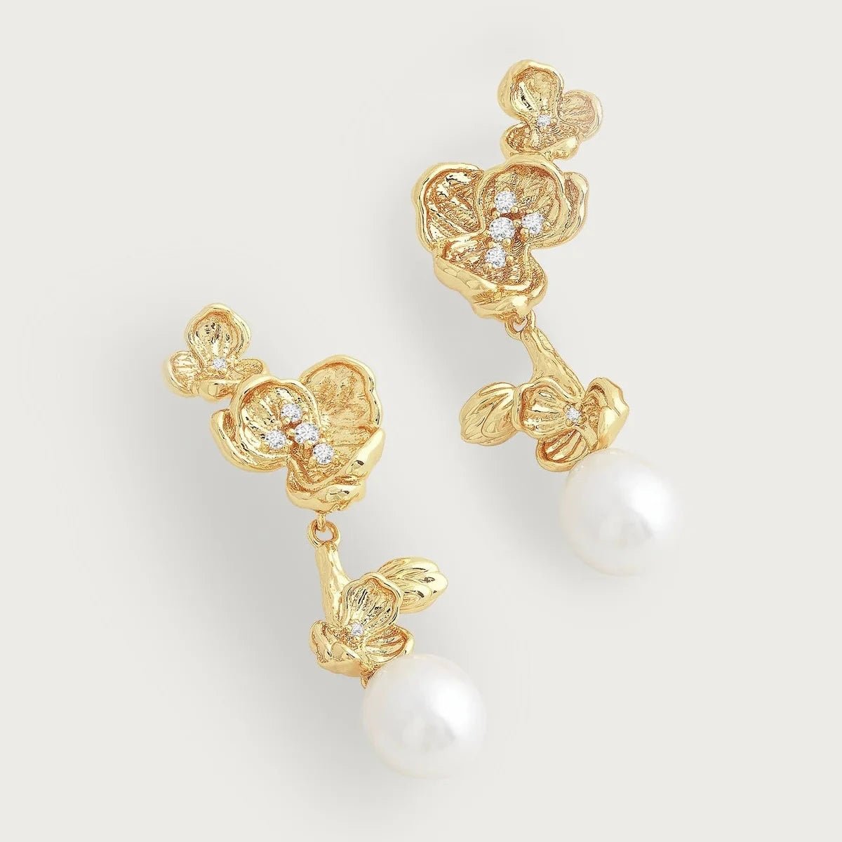 Orchid With Pearl Drop Earrings - BTK COLLECTIONS
