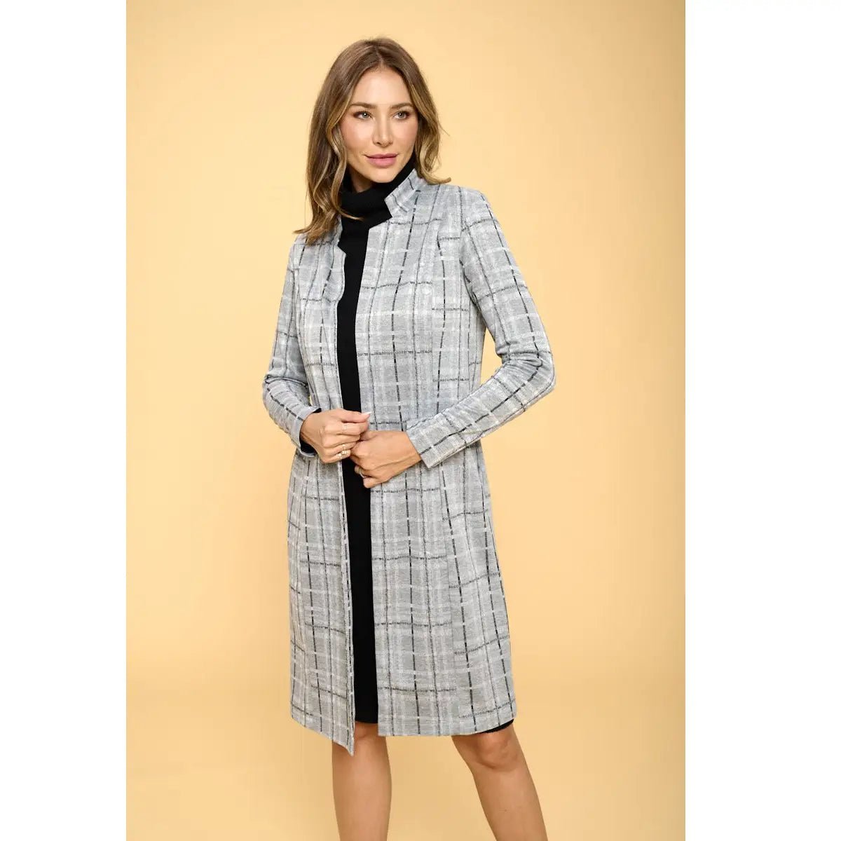 Plaid V-neck Sleeveless Dress - BTK COLLECTIONS