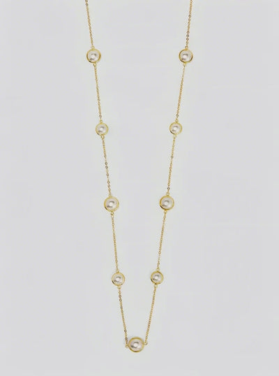 VIOROO Half Pearl and Chain Magnet Long Necklace_BTK COLLECTIONS